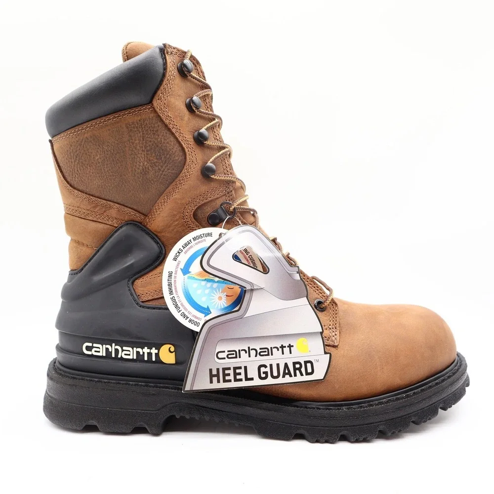 Carhartt Work Boots Mens 12 W Brown Leather Waterproof 8
